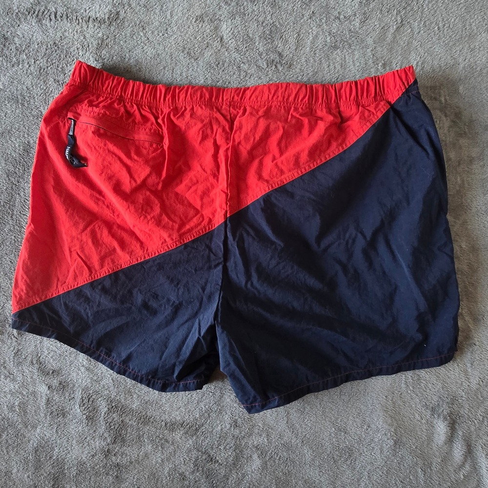 Nautica N95 Sailsport 219 Colorblock Swim Trunks Men's L Red Navy Mesh Lined VTG - Picture 9 of 16